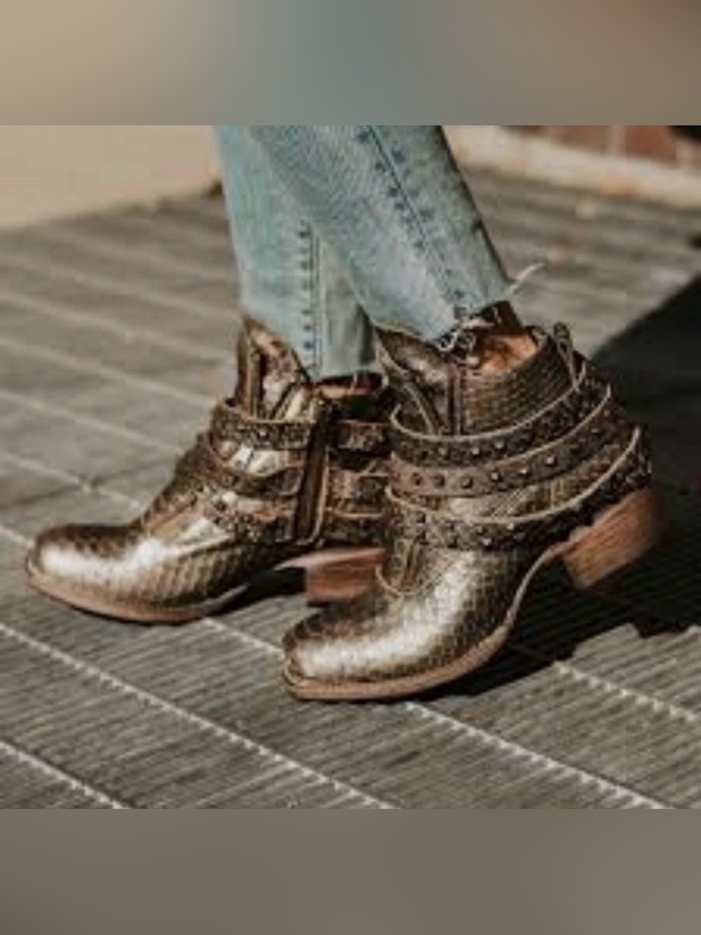 Freebird by Steven Metallic Brown Studded Ankle Booties - Size 9